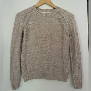 Maje Textured Cream Sweater Metallic Crewneck